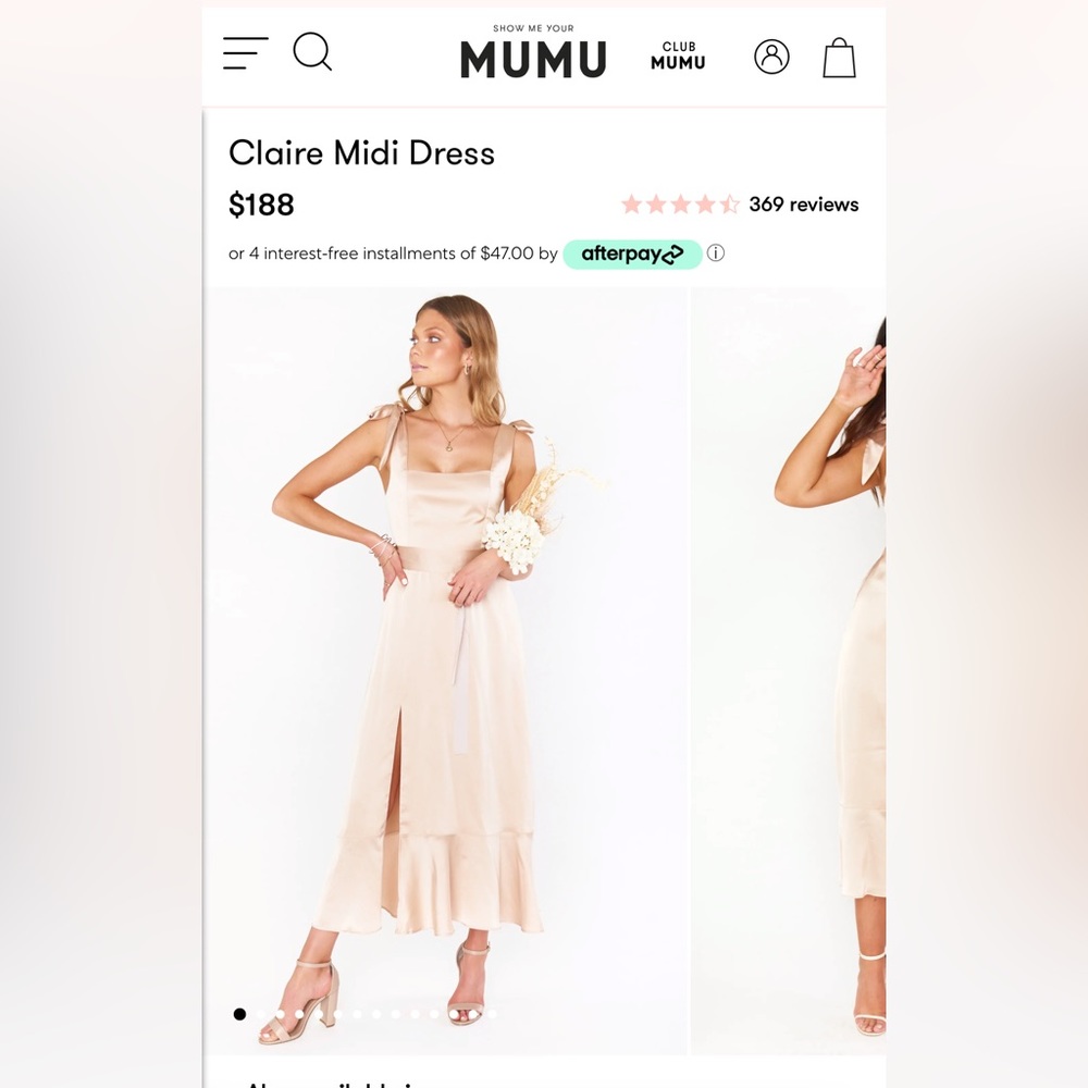 Show Me Your Mumu Claire Midi Dress in champagne luxe satin
